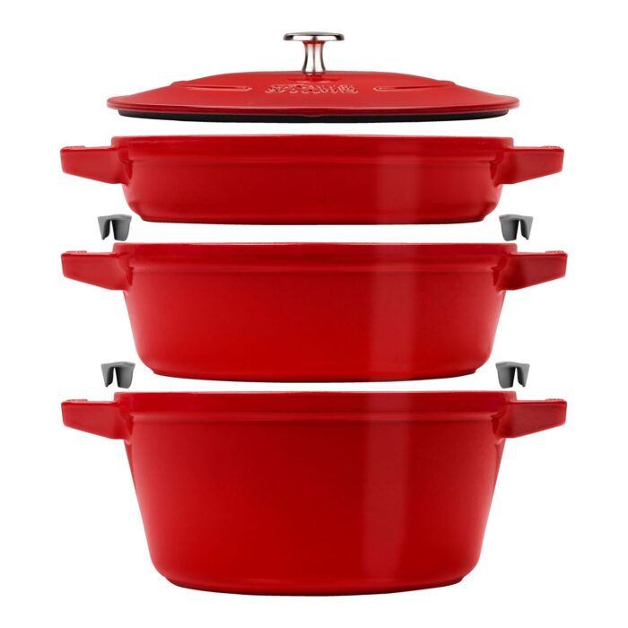 Staub Set 3 pentole in ghisa vetrificata 24cm - rosso