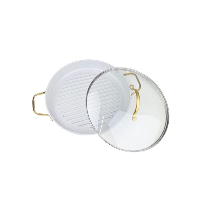 41jkg2GqI6L.jpg Greenpan PADOVA Grill 28cm con coperchio in vetro - sky blue