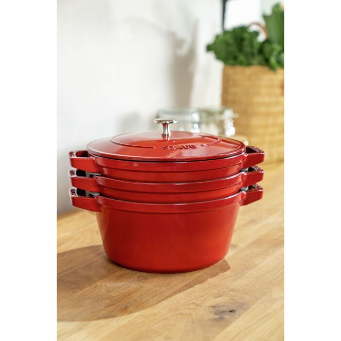 Staub Set 3 pentole in ghisa vetrificata 24cm - rosso