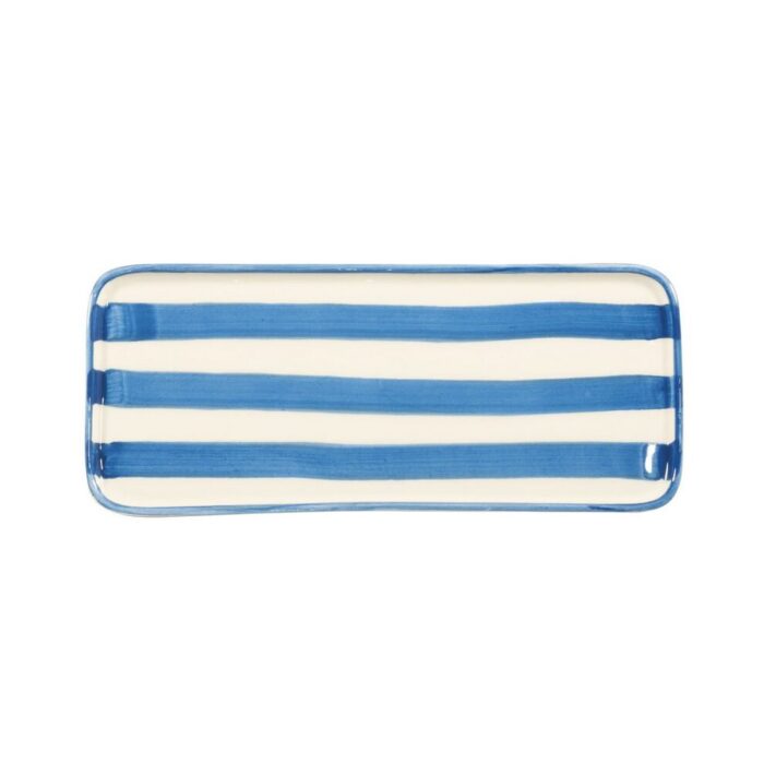 Zafferano Tableware Lido Righe Piatto Rettangolare Azzurro