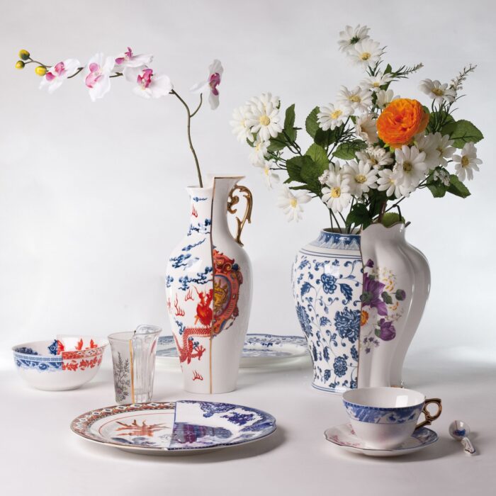 MELANIA vaso in porcellana ø23cm h.26cm - multicolore