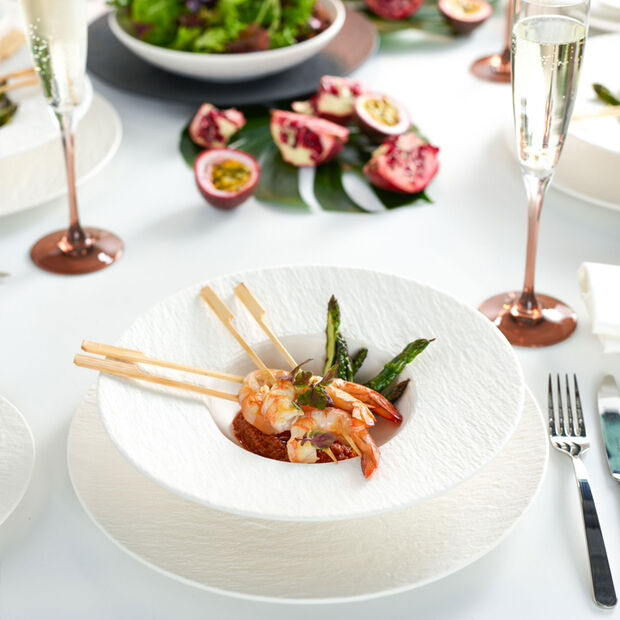 Villeroy & Boch MANUFACTURE ROCK Set piatti x 6 persone, 12 pezzi piatto pasta/gourmet - bianco