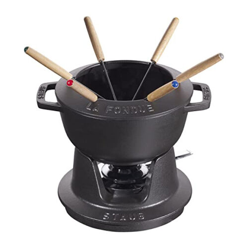 staub-set-fonduta-rotonda-nero-18cm.jpg Staub Set fonduta in ghisa vetrificata 18cm 10pz - nero