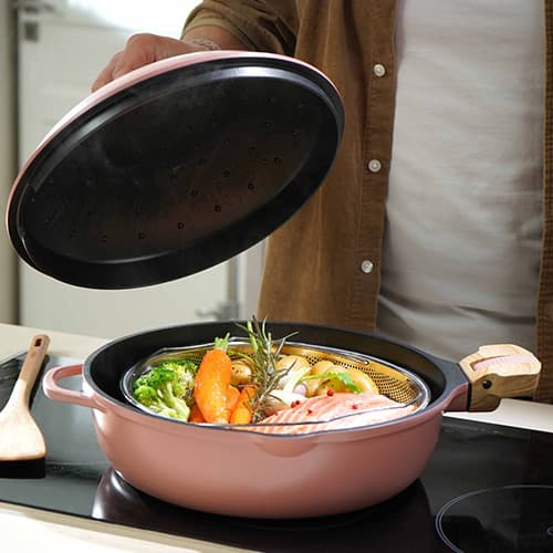 Cookut LA FAVOLOSA Padella con coperchio e accessori - rosa cipria