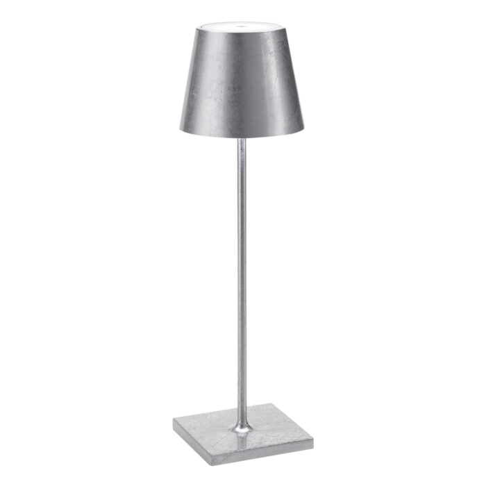 Zafferano Luci POLDINA PRO Lampada da tavolo - bianco raggrinzante + foglia argento bianco raggrinzante + foglia argento