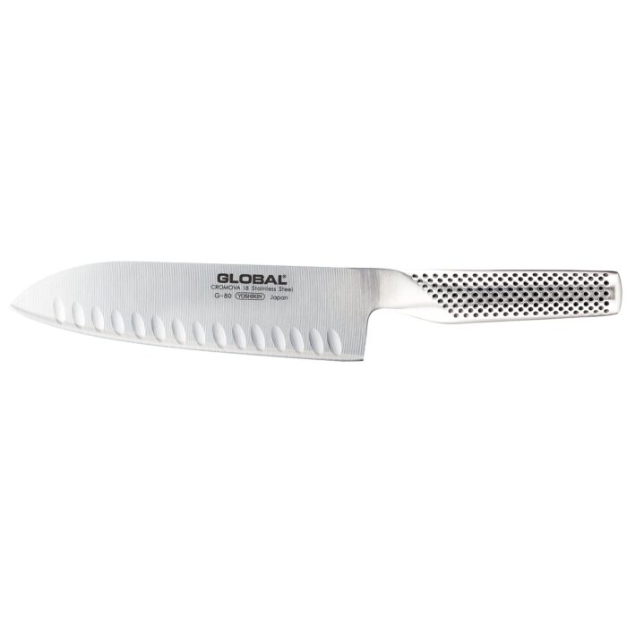 Global G-80 Coltello santoku lama alveolata 18/30cm