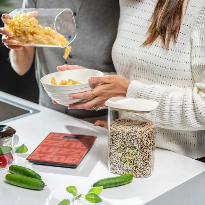 Guzzini Bilancia da cucina digitale rettangolare vetro LABEL - rosso malva