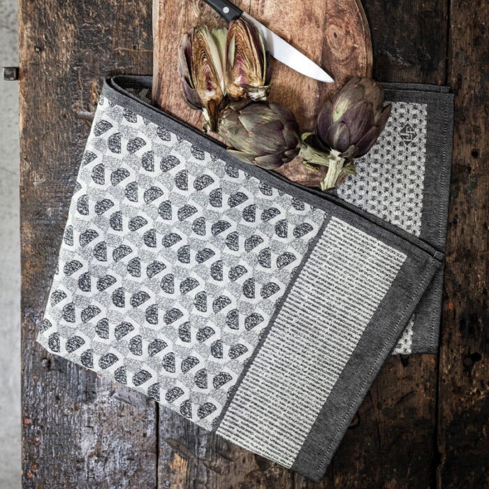 torchon_empreintes_charbon_amb.jpeg Le Jacquard Français EMPREINTES CHARBON strofinaccio 80x60 - charbon