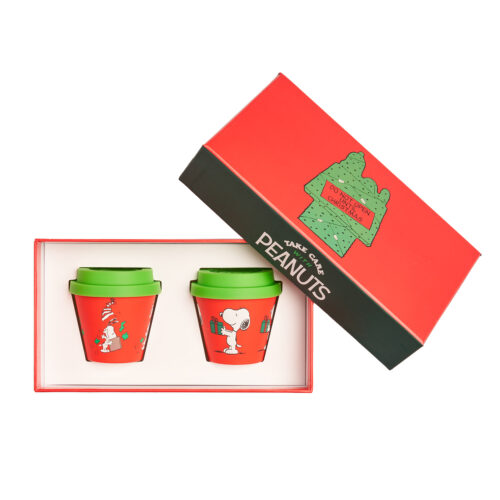 GIF290-1071_1.jpeg QuyCup SNOOPY NATALE 14 set 2 tazze caffè con coperchio