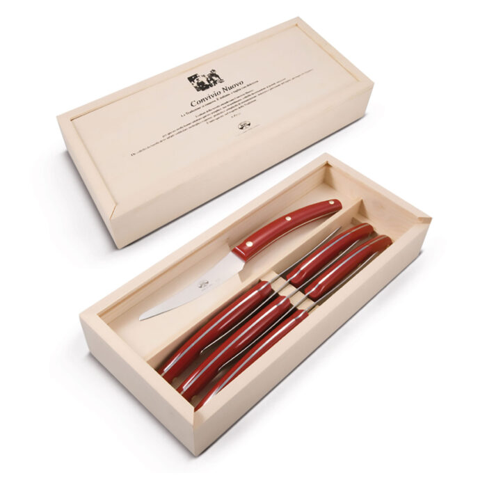Berti Coltellerie Convivio nuovo rosso set 6 coltelli tavola rosso
