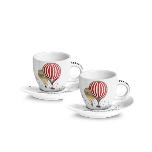 Egan GIRAMONDO Set 2 tazze caffè con piattino 80ml in scatola latta - bianco