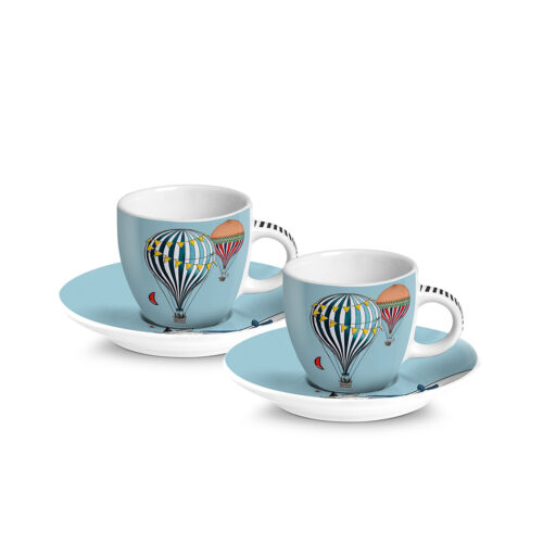 Egan GIRAMONDO Set 2 tazze caffè con piattino 80ml in scatola latta - celeste