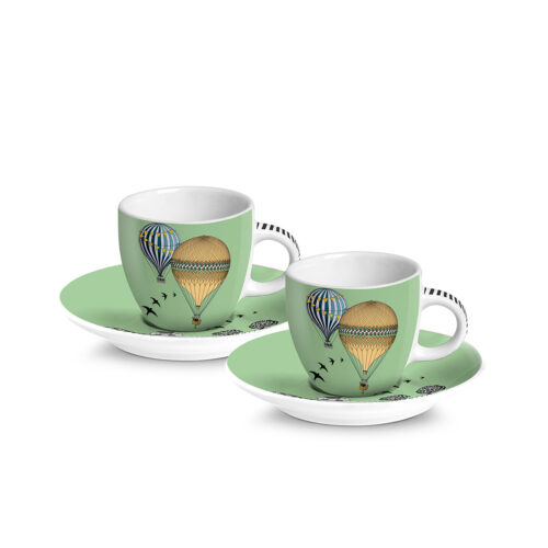 Egan GIRAMONDO Set 2 tazze caffè con piattino 80ml in scatola latta - verde