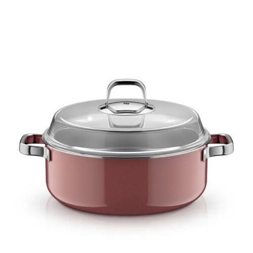 WMF FUSIONTEC MINERAL PRO Rostiera rotonda 28cm con coperchio in vetro - rose quartz