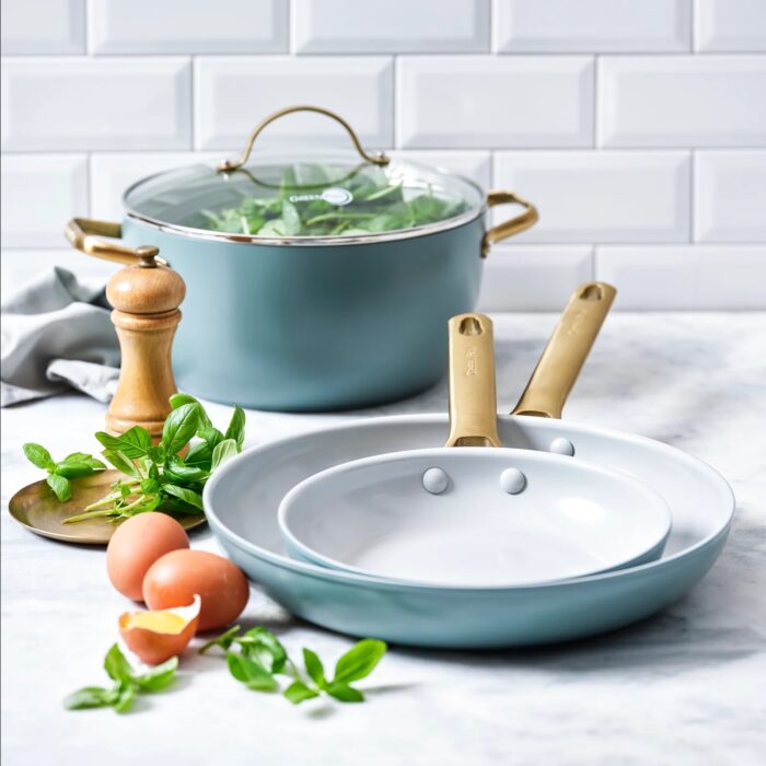 Greenpan PADOVA Set 2 padelle 26+30cm - smokey sky blue