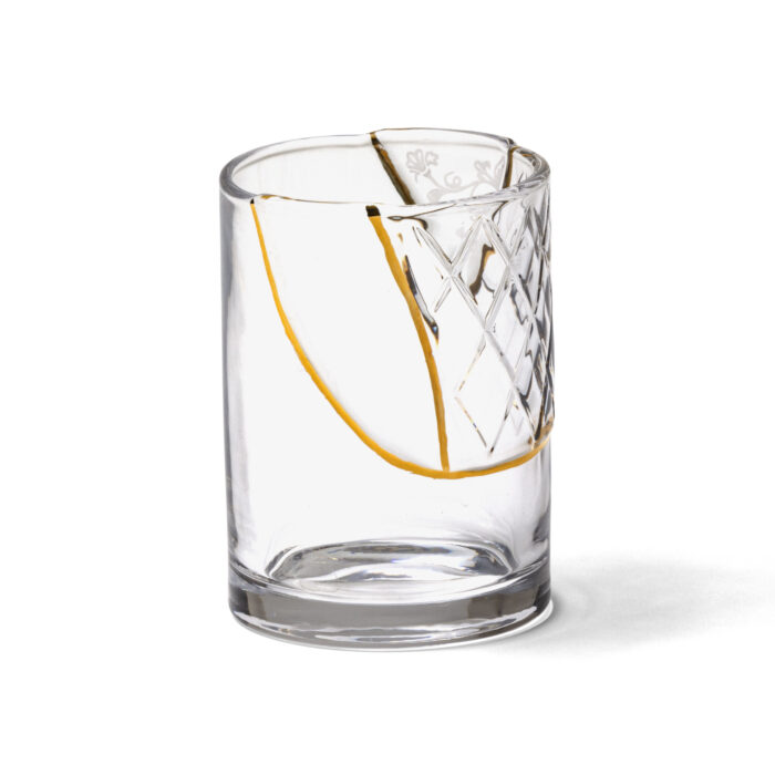 Seletti KINTSUGI Bicchiere in vetro ø7,6cm nr.2 - trasparente/dorato