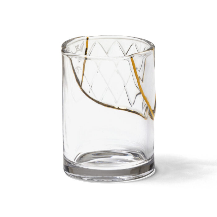 Seletti KINTSUGI Bicchiere in vetro ø7,6cm nr.2 - trasparente/dorato