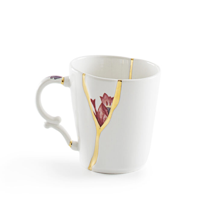 Seletti KINTSUGI Tazza Mug in porcellana ø8,5 nr.3 - bianco/multicolore