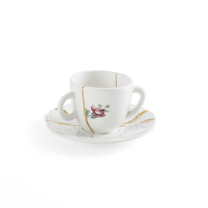 Seletti KINTSUGI Tazzina caffè con piattino nr.1 - bianco/multicolore