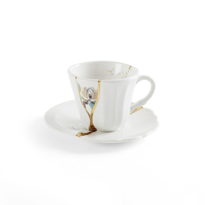 Seletti KINTSUGI Tazzina caffè con piattino nr.3 - bianco/multicolore
