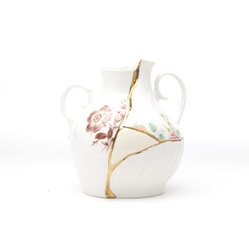 Seletti KINTSUGI Vaso in porcellana 18x16xh19cm - bianco/multicolore