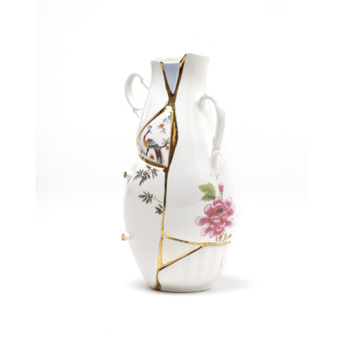 Seletti KINTSUGI Vaso in porcellana 19x16xh32cm - bianco/multicolore