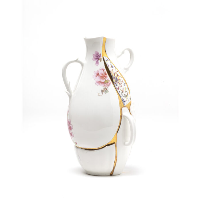 Seletti KINTSUGI Vaso in porcellana 19x16xh32cm - bianco/multicolore