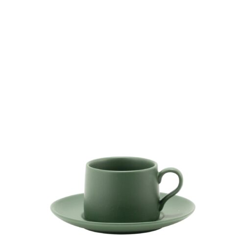 Zafferano Tableware LEVANTE kit 2 tazze caffè 8cl con piattino - verde oliva