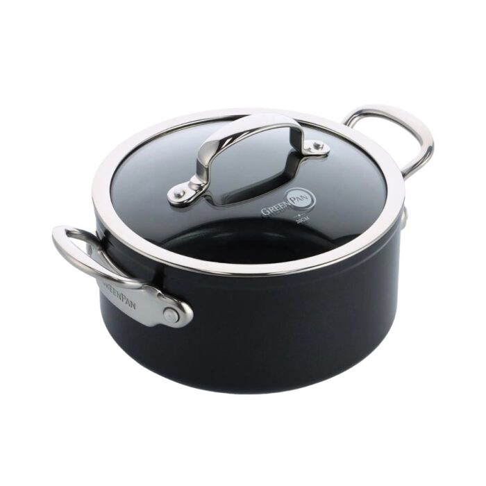 Greenpan BARCELONA PRO Casseruola 20cm con coperchio in vetro - black