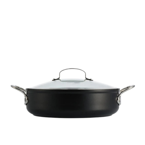 Greenpan BARCELONA PRO Tegame 2 manici 30cm con coperchio in vetro - black