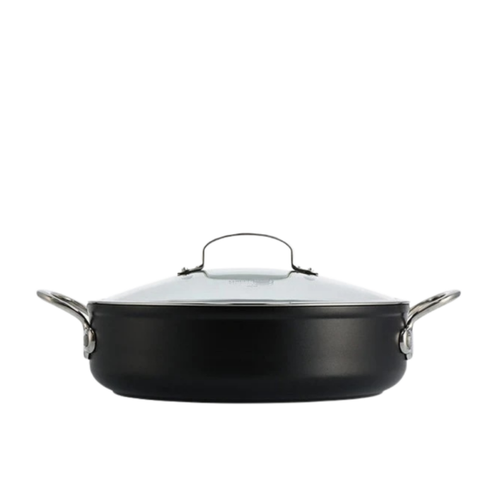 Greenpan BARCELONA PRO Tegame 2 manici 30cm con coperchio in vetro - black