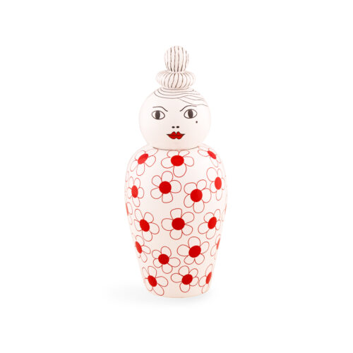 Seletti CANOPIE LE CANOPIE-PEPA Vaso in dolomite con coperchio - bianco/rosso