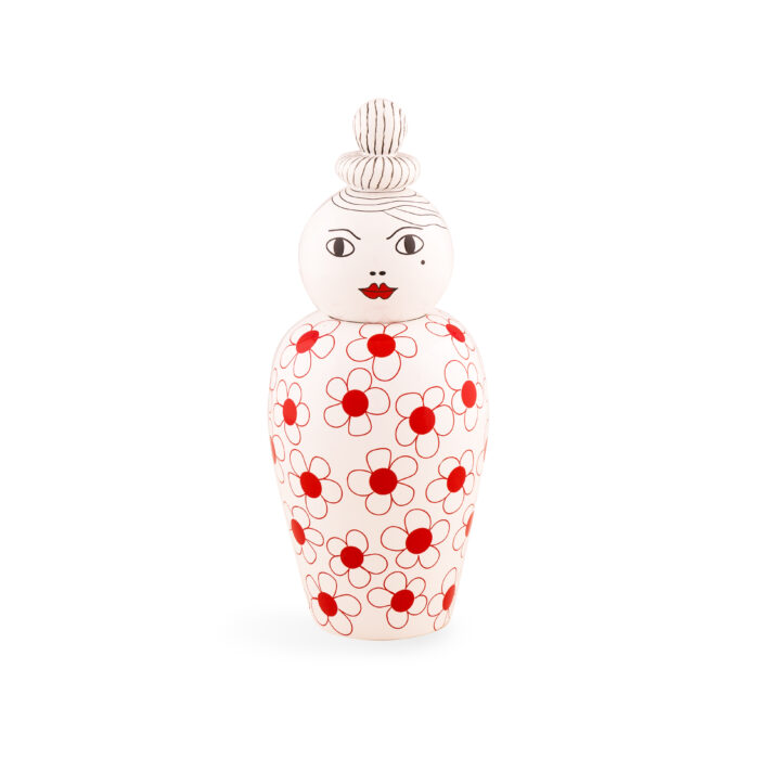 Seletti CANOPIE LE CANOPIE-PEPA Vaso in dolomite con coperchio - bianco/rosso