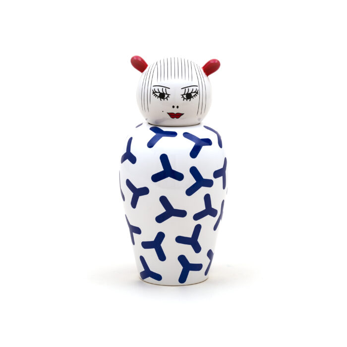Seletti CANOPIE LE CANOPIE-ZOÉ Vaso in dolomite con coperchio - bianco/blu
