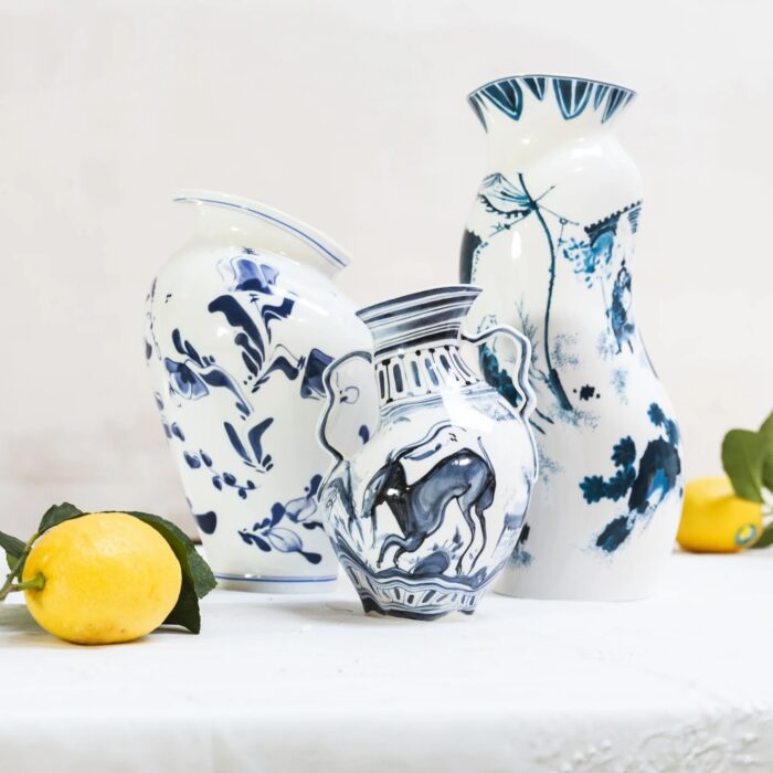 Seletti DIESEL CLASSICS ON ACID KING WEN Vaso in porcellana - bianco/blu