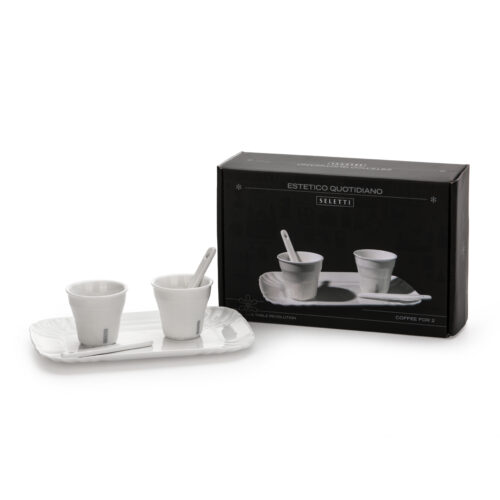 Seletti ESTETICO QUOTIDIANO Set 6 bicchierino caffè + 2 palettine + 1 vassoio in porcellana - bianco