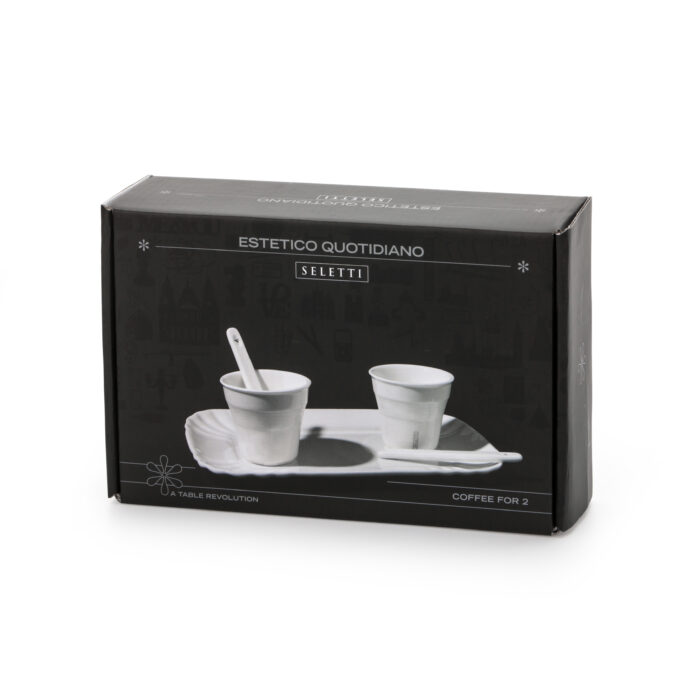 Seletti ESTETICO QUOTIDIANO Set 6 bicchierino caffè + 2 palettine + 1 vassoio in porcellana - bianco