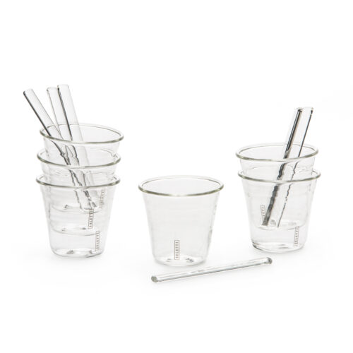 Seletti ESTETICO QUOTIDIANO Set 6 bicchierino da caffè in vetro + palette - trasparente