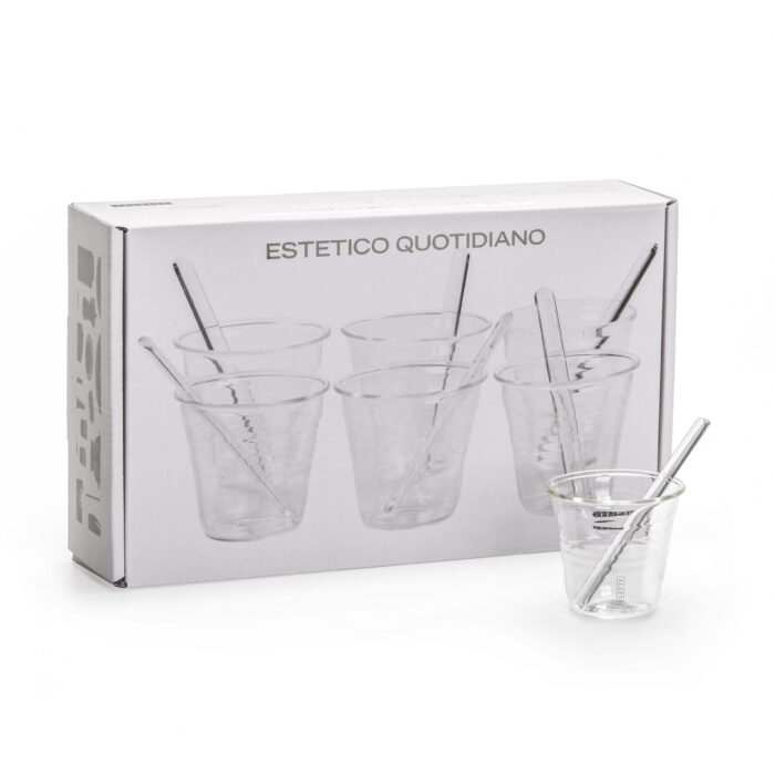 Seletti ESTETICO QUOTIDIANO Set 6 bicchierino da caffè in vetro + palette - trasparente