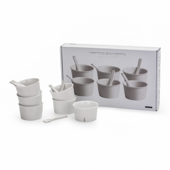 Seletti ESTETICO QUOTIDIANO Set 6 coppetta gelato + palettina in porcellana - bianco