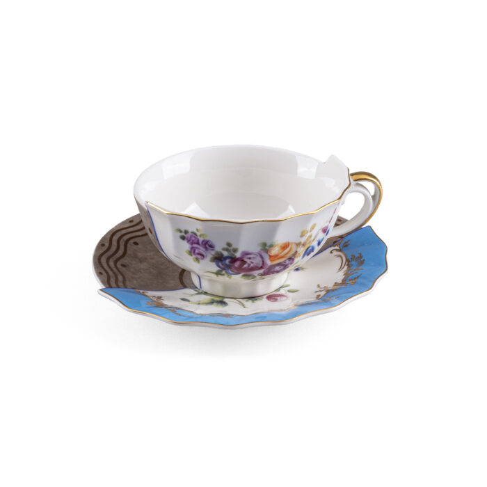 Seletti HYBRID 2.0 KERMA Tazza da tè con piattino in porcellana 10,5cm     - bianco/multicolore