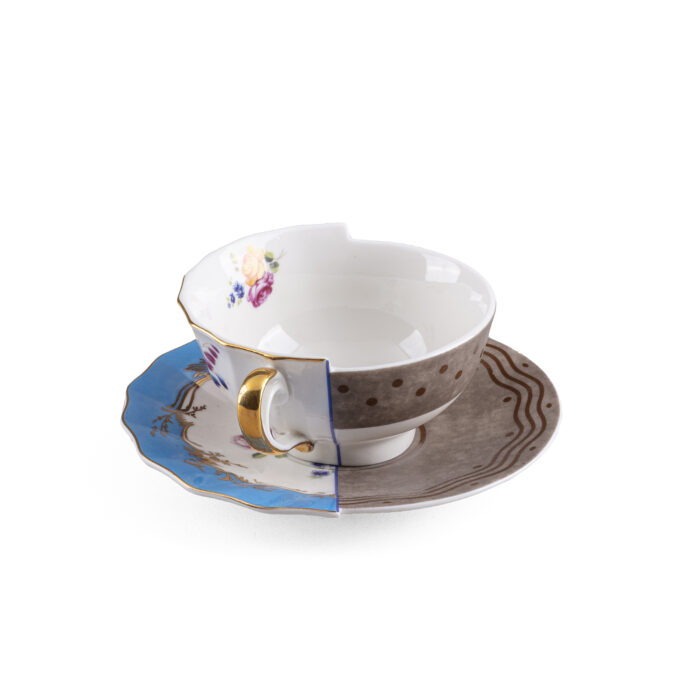 Seletti HYBRID 2.0 KERMA Tazza da tè con piattino in porcellana 10,5cm     - bianco/multicolore