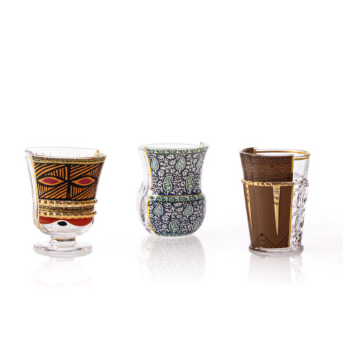 Seletti HYBRID 2.0 RODINIA Set 3 bicchieri in vetro 220ml - trasparente/multicolore