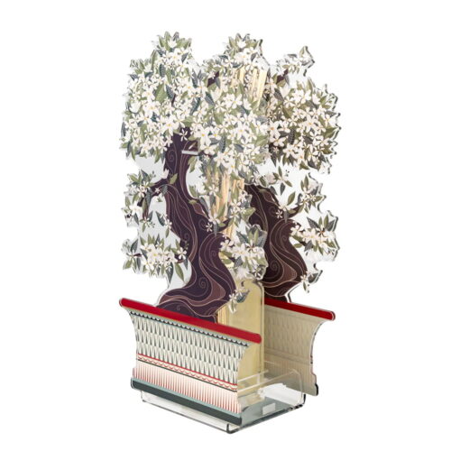 Vesta BONSAI JASMINE profumatore grande in cristallo acrilico con fragranza 200ml e bastoncini - bianco