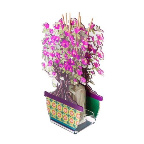 Vesta BONSAI MAGNOLIA profumatore medio in cristallo acrilico con fragranza 100ml e bastoncini - viola