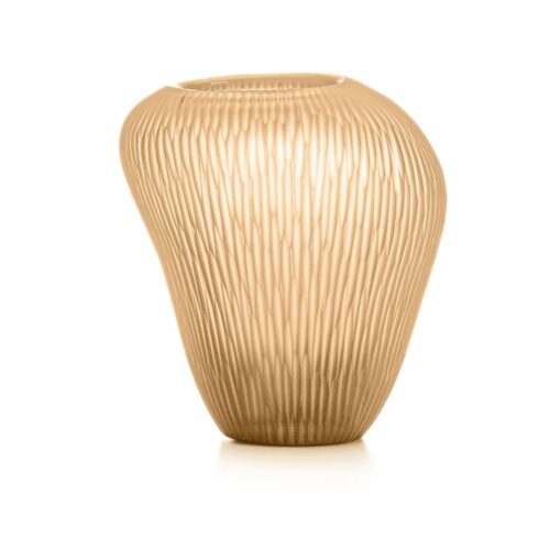ivv-carving-vaso-in-vetro-satinato-con-righe-molate-verticali-23cm-pesca-1.jpg IVV CARVING Vaso in vetro satinato con righe molate verticali 23cm - pesca