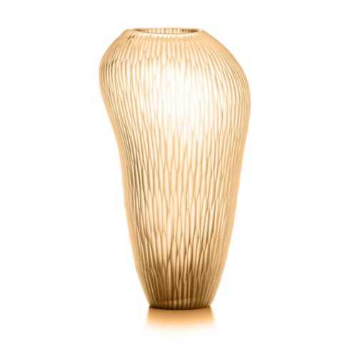ivv-carving-vaso-in-vetro-satinato-con-righe-molate-verticali-36cm-pesca-1.jpg IVV CARVING Vaso in vetro satinato con righe molate verticali 36cm - pesca