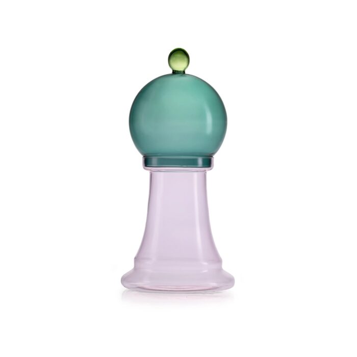IVV GLI SCACCHI Contenitore vetro borosilicato 33,5cm - rosa-verde