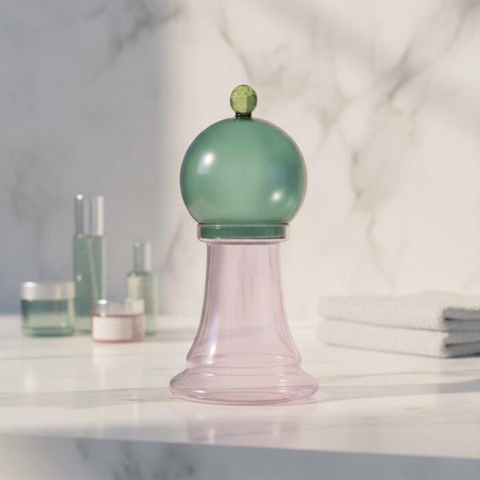 IVV GLI SCACCHI Contenitore vetro borosilicato 33,5cm - rosa-verde