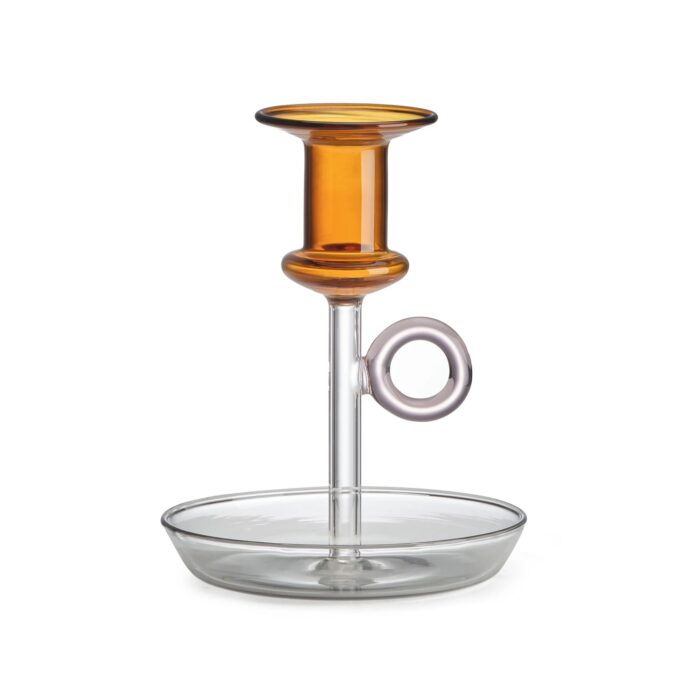 IVV LE BUGIE Candeliere h14cm - ambra/rosa/grigio